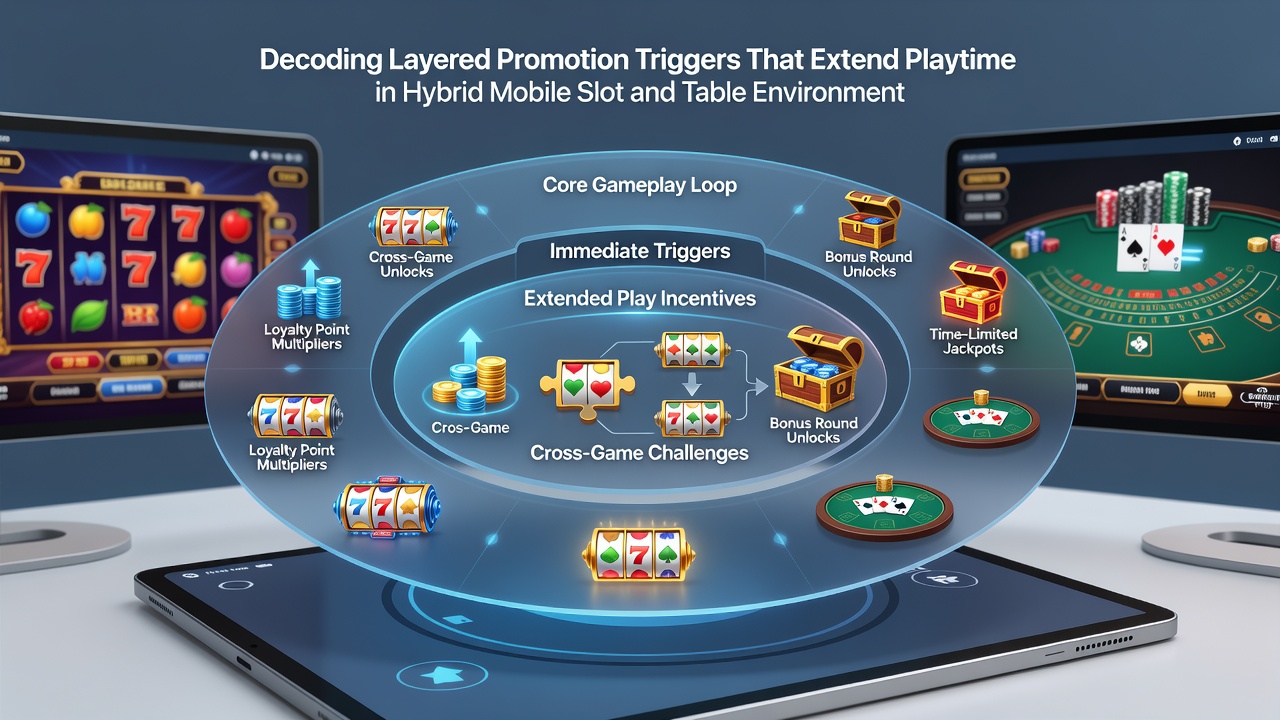 User journey map illustrating promotion layer progression between mobile slots and table games