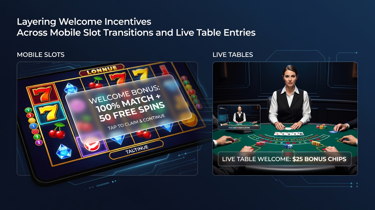 User journey map illustrating incentive layering between mobile slots and live dealer tables