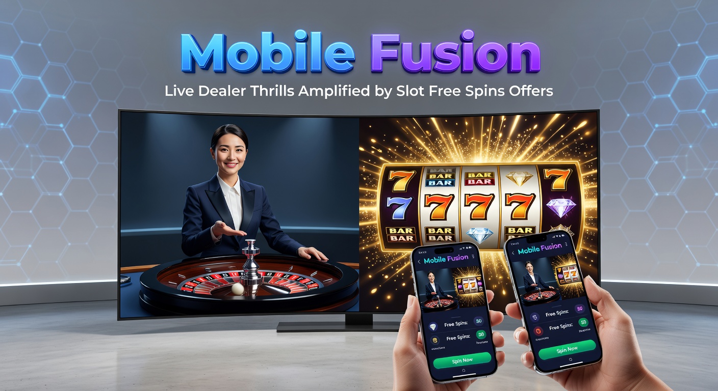 Dynamic split-screen view on a mobile app featuring a live dealer roulette table next to a slot reel activating free spins, highlighting promotional integration in action
