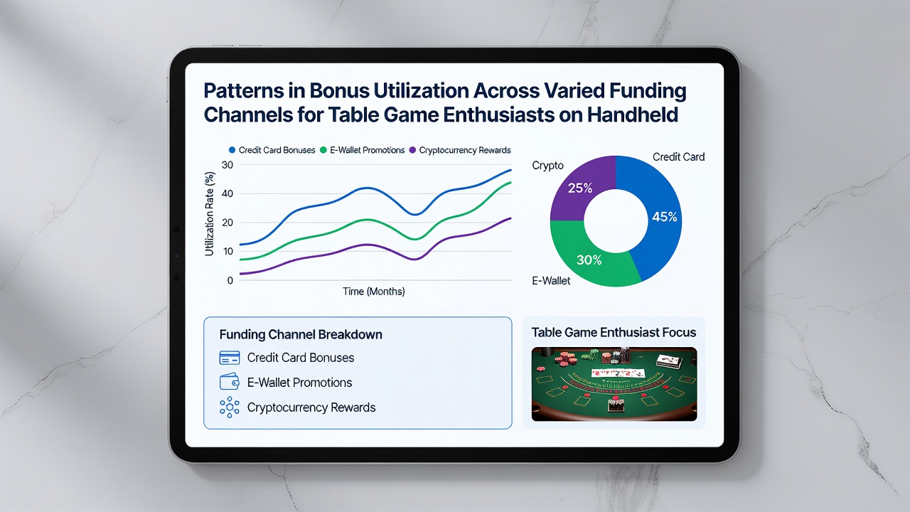 Data charts displaying correlations between funding channels and bonus usage in mobile table games