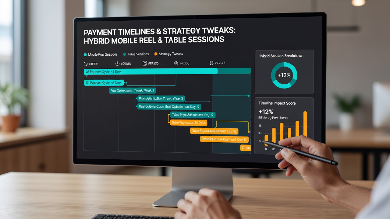 Analytics dashboard showing payment timeline impacts on mobile reel and table session strategies