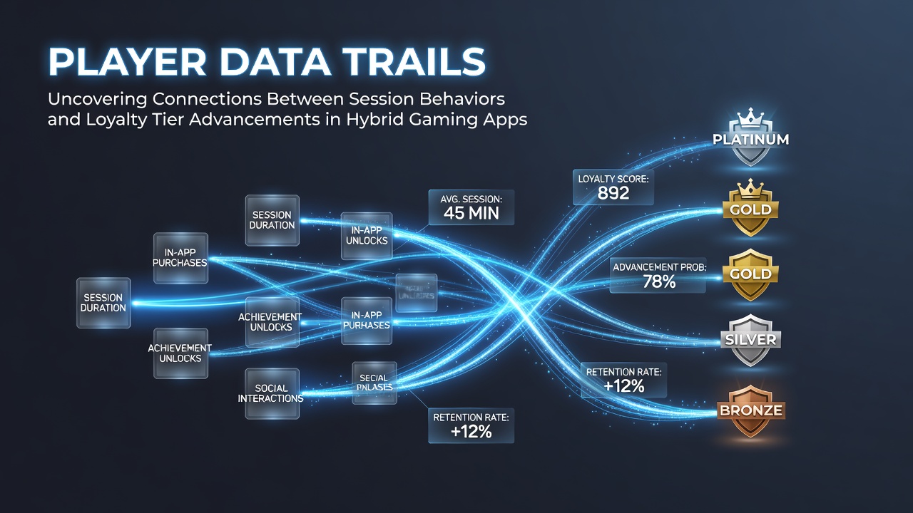 Data visualization showing player session patterns and loyalty tier progression in hybrid gaming applications