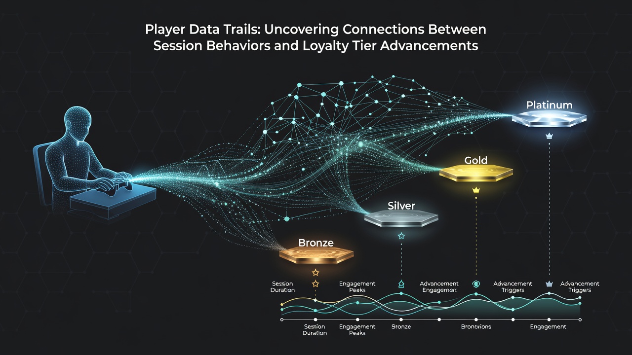 Analytics dashboard illustrating correlations between gameplay behaviors and loyalty program progression