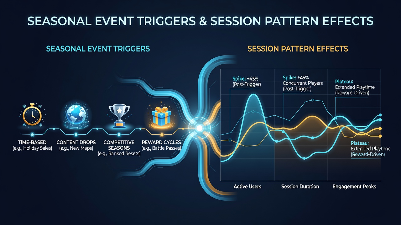 Data visualization of session duration changes across hybrid gaming platforms during seasonal events in 2025 and projected 2026